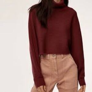 Aritzia Wilfred xs maroon cropped style sweater
